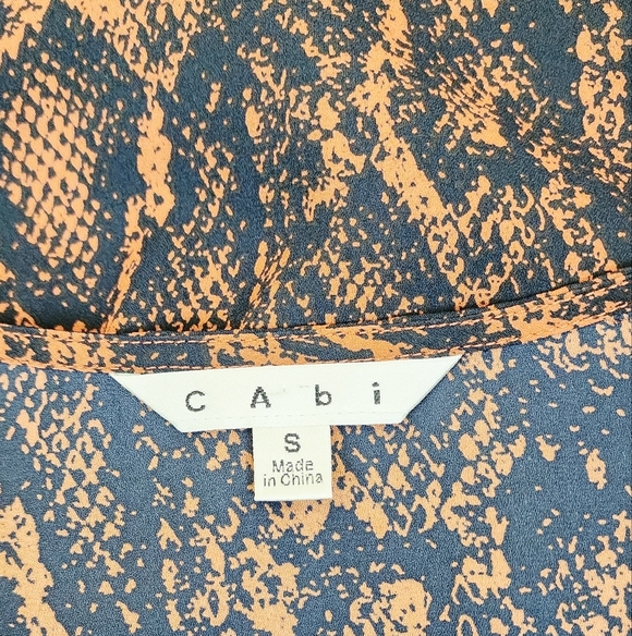 Cabi Long Sleeve Snake Print Wrap Front Blouse - Picture 8 of 11